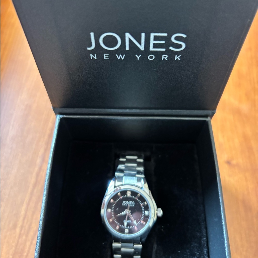 Jones New York Silver Watch with Dark Dial- Brand New In Box, never worn
